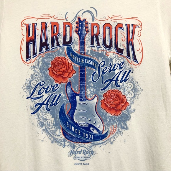 Hard Rock Punta Cana White Graphic T-Shirt Size Medium NWT Cotton Resortwear - Picture 5 of 5